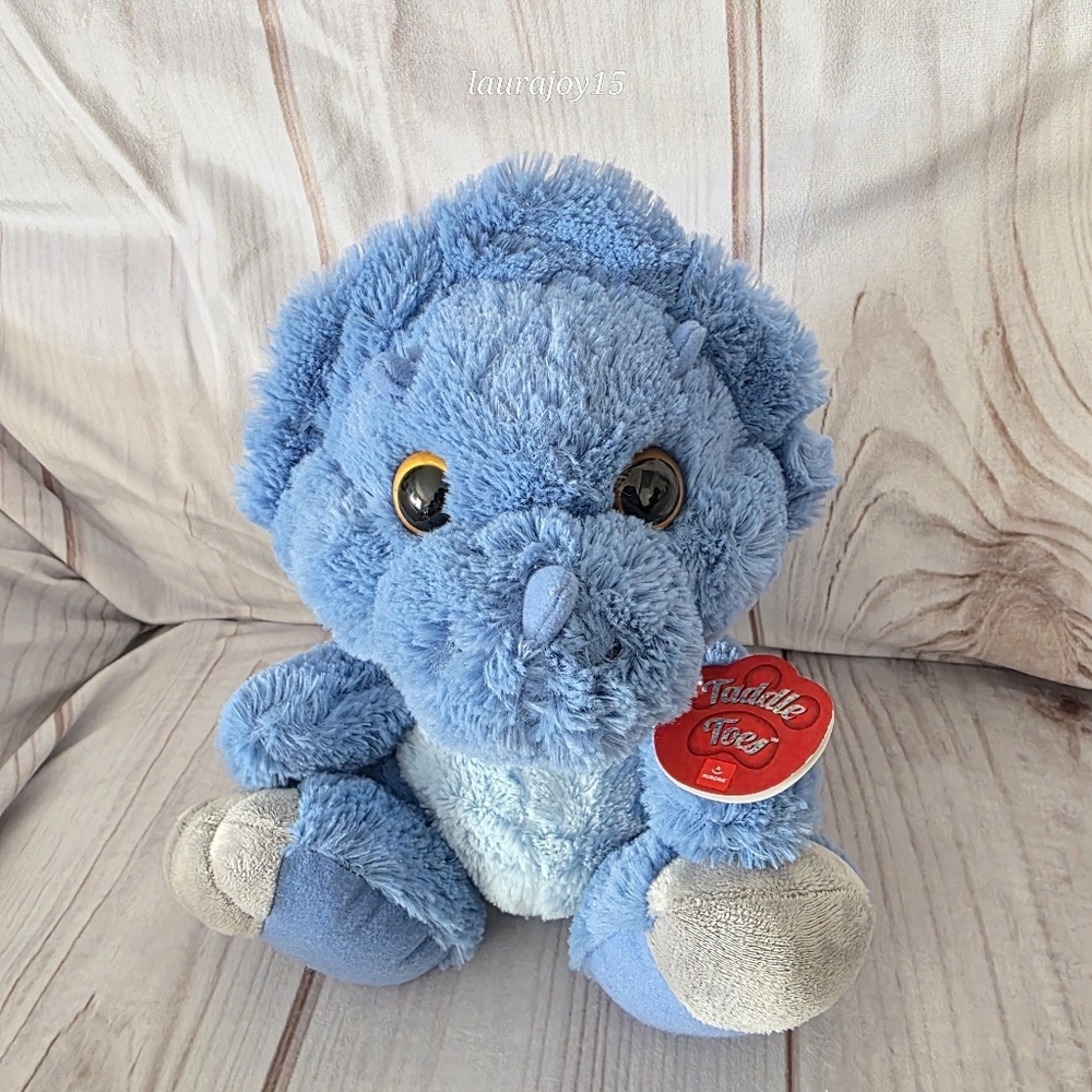 Aurora Taddle Toes Blue Dinosaur Plush Toy Toughie Triceratops Tags 10 Inch 2017